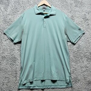 Peter Millar Polo Mens Large Green Stripe Jubilee Performance Jersey Shirt Golf